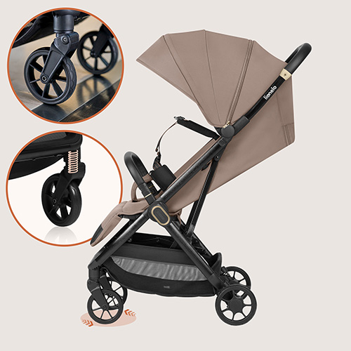 Gefederte Räder des Lionelo Kinderwagens.
